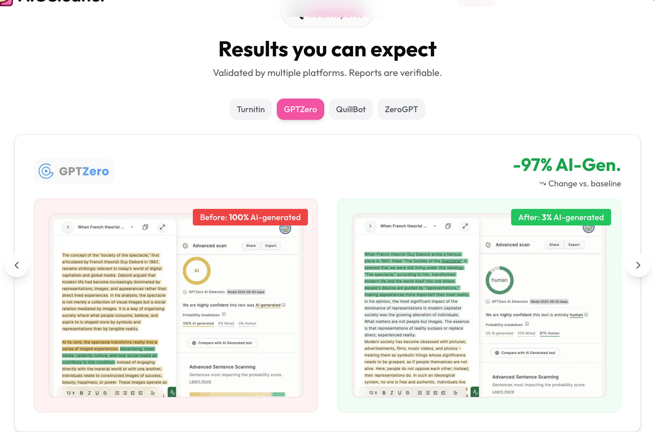 AIGCleaner 报告展示区块