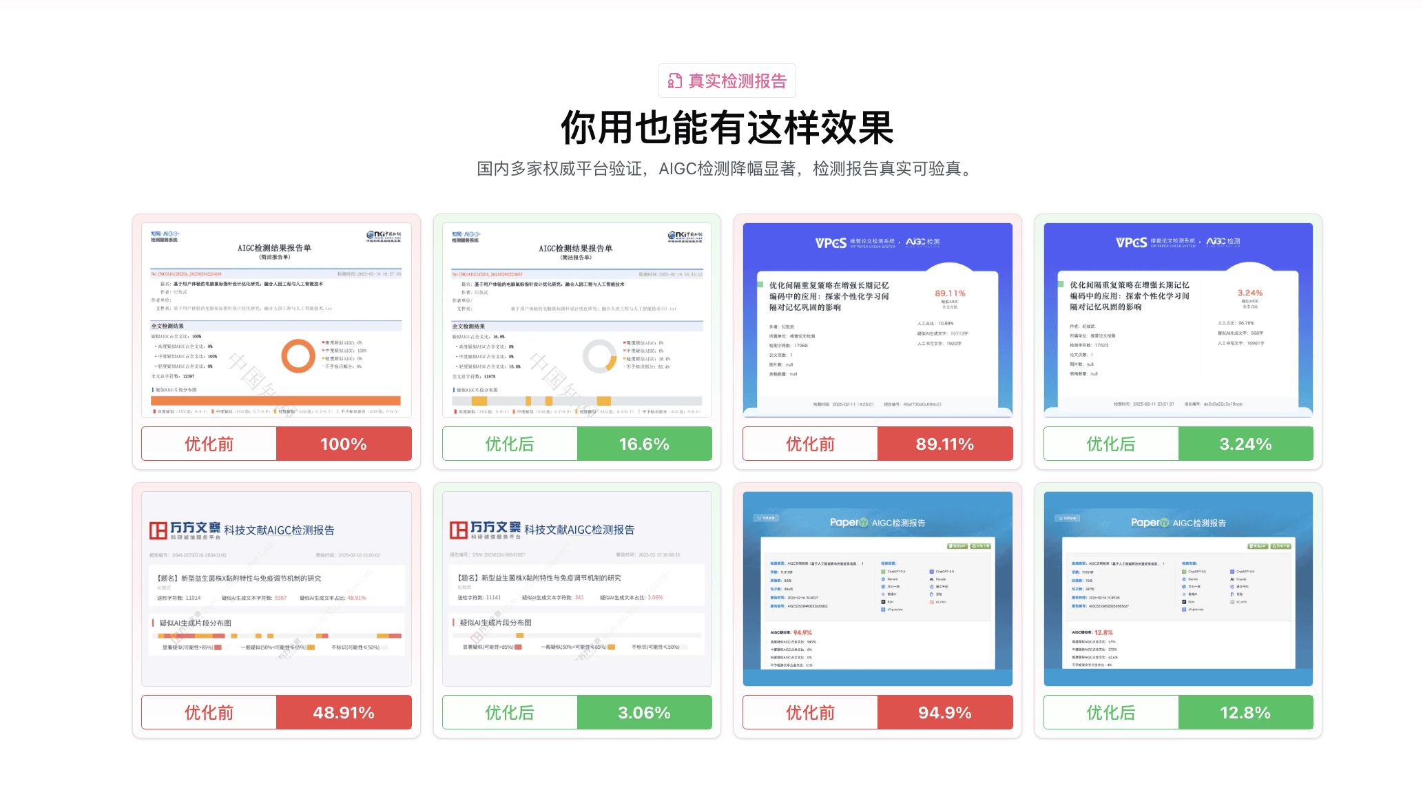 嘎嘎降AI效果展示