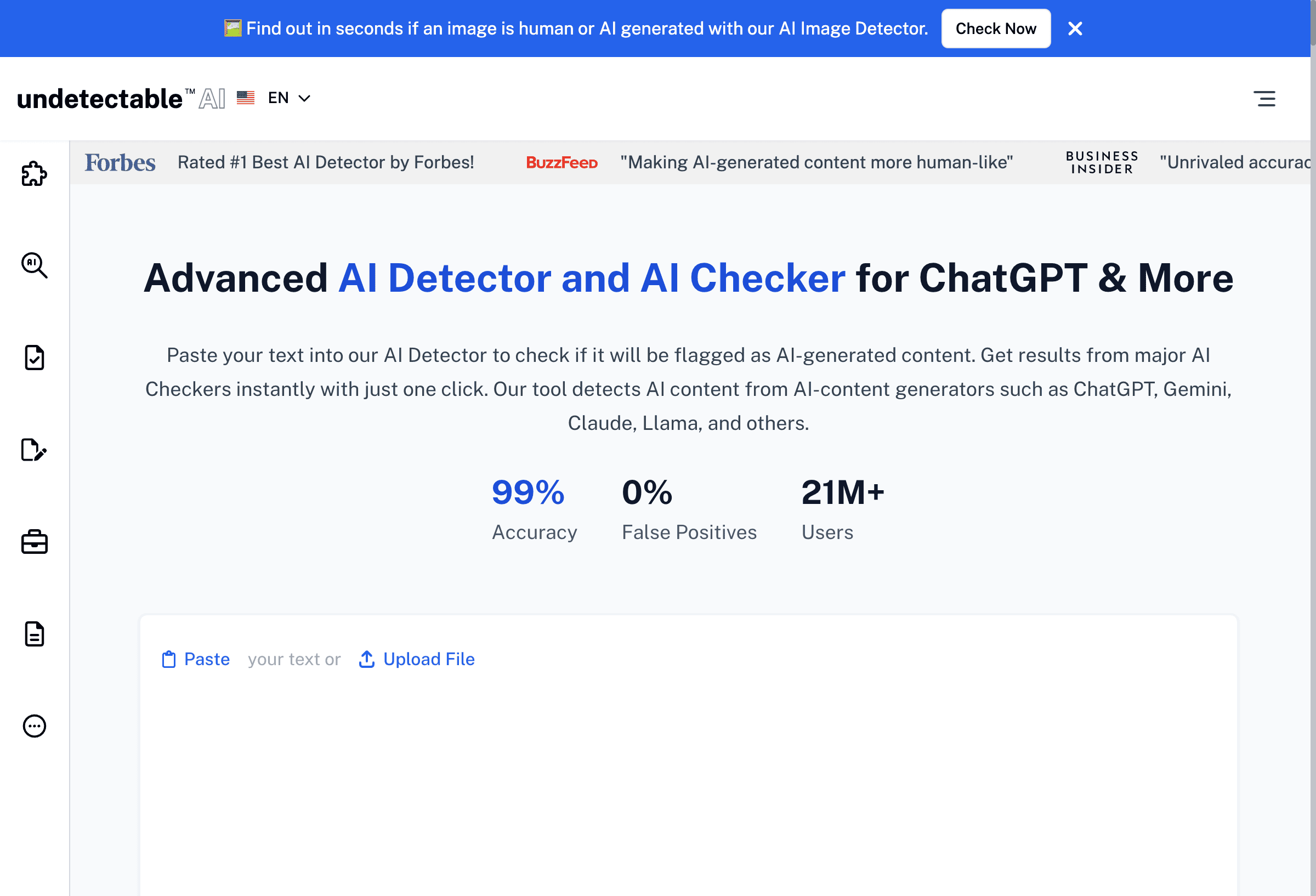 Undetectable AI 首页（国外竞品）