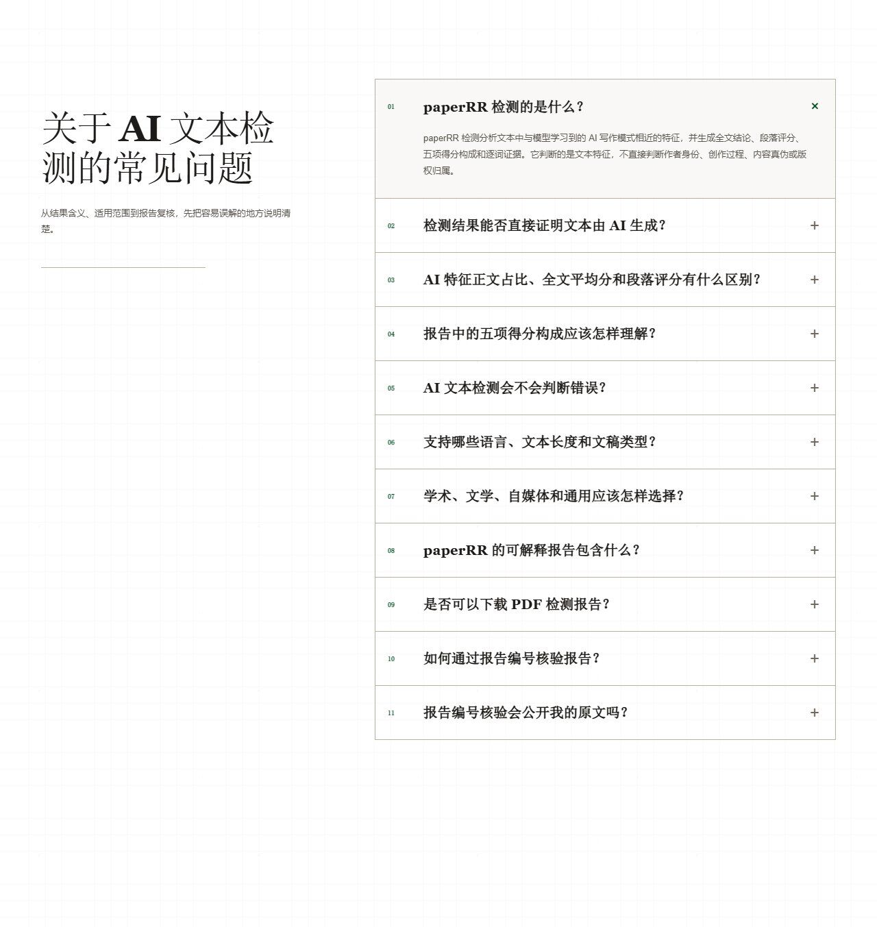 paperRR 常见问题:检测的是文本特征,不直接判断作者身份